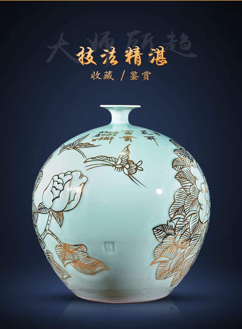 Jingdezhen ceramics hand - made of new Chinese style light see colour vase type pomegranate flower arranging office sitting room key-2 luxury furnishing articles