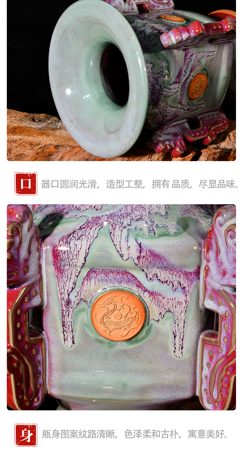 Jingdezhen ceramics vase Chinese style living room home TV ark, gift flower arranging variable jun porcelain office furnishing articles