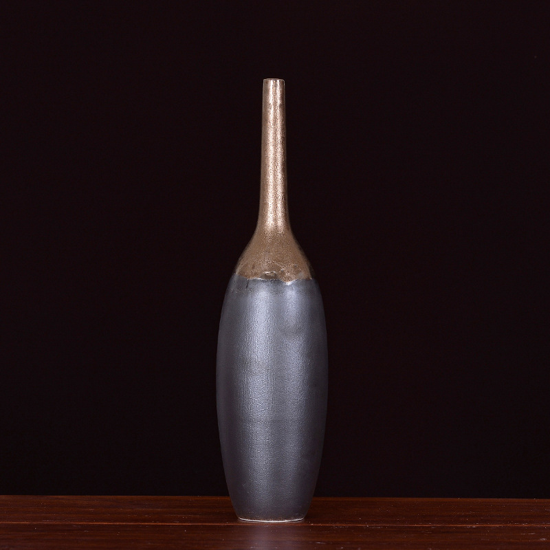 Checking out ceramic vase furnishing articles of jingdezhen ceramic vases, new Chinese style flower creative metal glaze pointed expressions using bottle