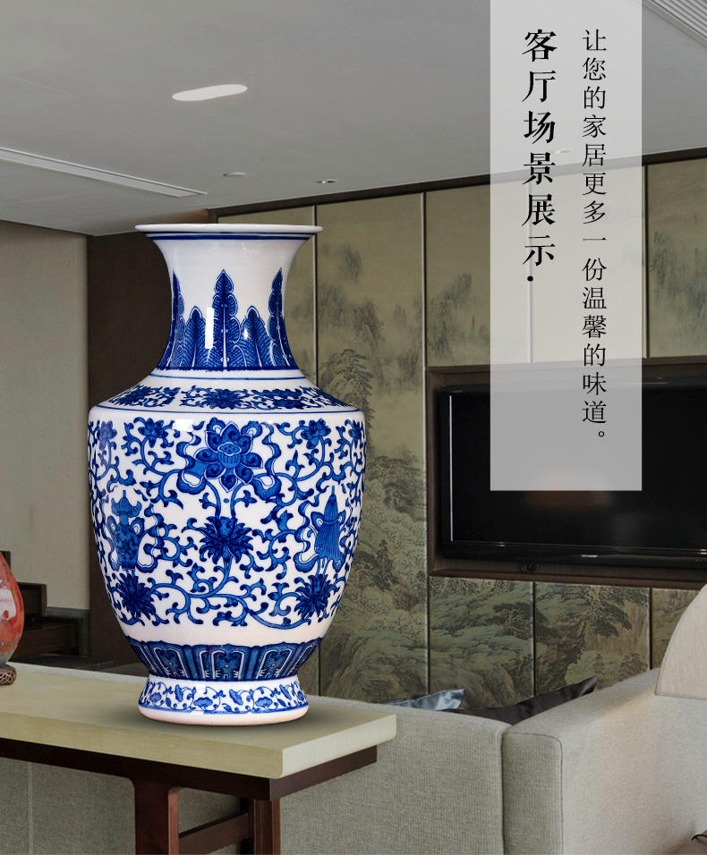 Blue and white porcelain vases, flower arranging furnishing articles of jingdezhen ceramics Chinese style household flower arrangement sitting room decorates porch crafts