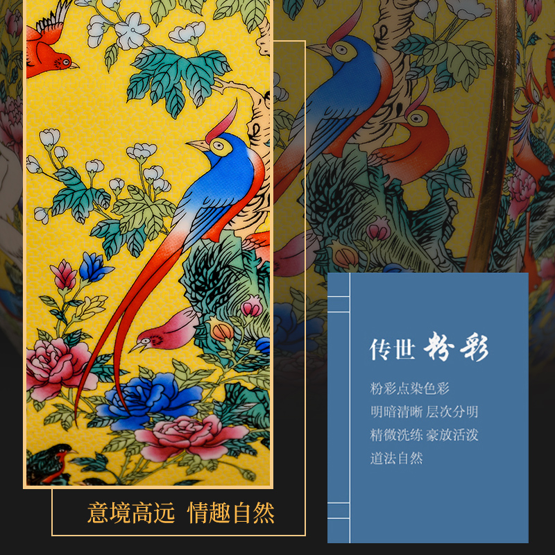 Jingdezhen ceramics vase flower arranging furnishing articles archaize sitting room of Chinese style large pastel TV ark, rich ancient frame of the study