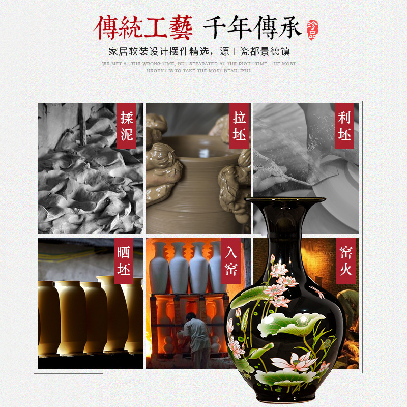 Jingdezhen ceramic vases, flower arrangement sitting room home wine study TV ark, furnishing articles sharply glaze lotus arts and crafts