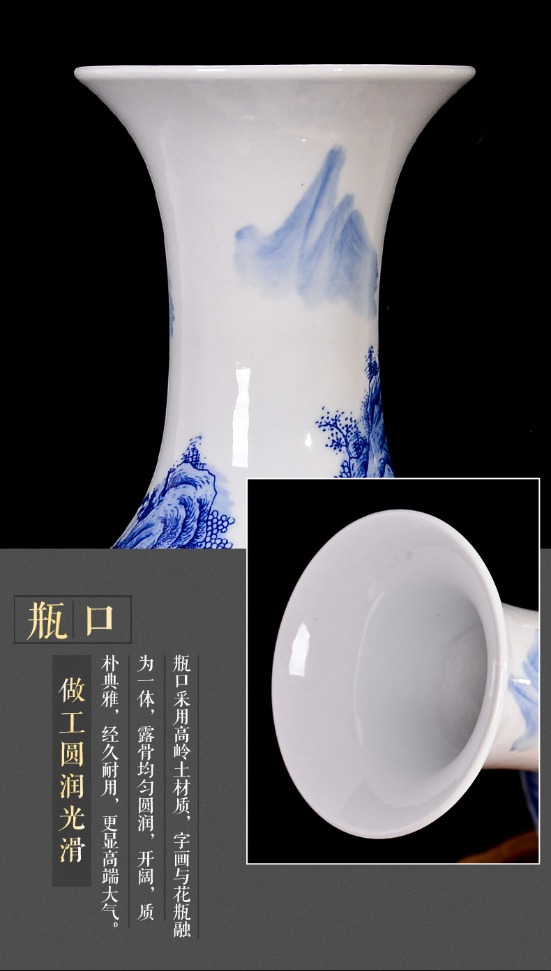 Jingdezhen blue and white porcelain ceramic vase sitting room porch landscape of modern household contracted place decorative arts and crafts