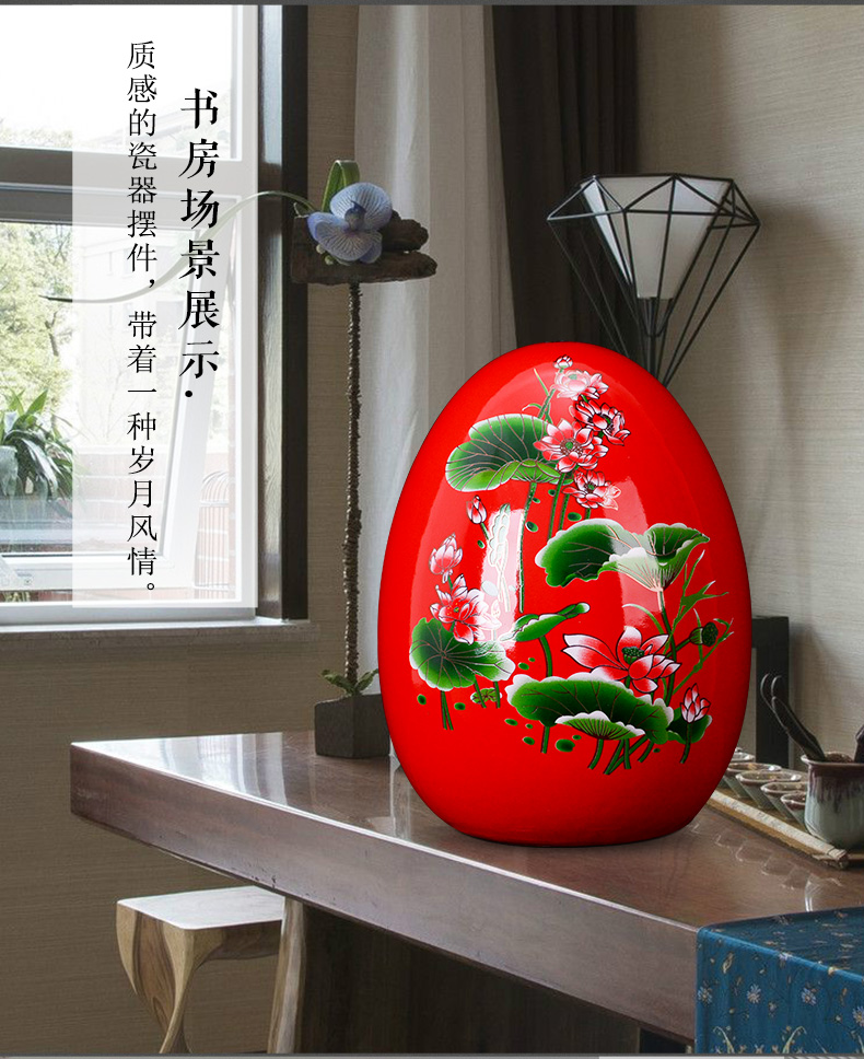 Jingdezhen ceramics, vases, flower arranging Chinese red lotus sitting room place, a new Chinese style household TV ark, arts and crafts