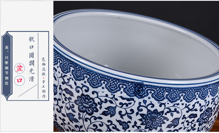 Basin of jingdezhen blue and white porcelain ceramic bowl lotus Basin water lily lotus special household cornucopia hydroponic grass cooper