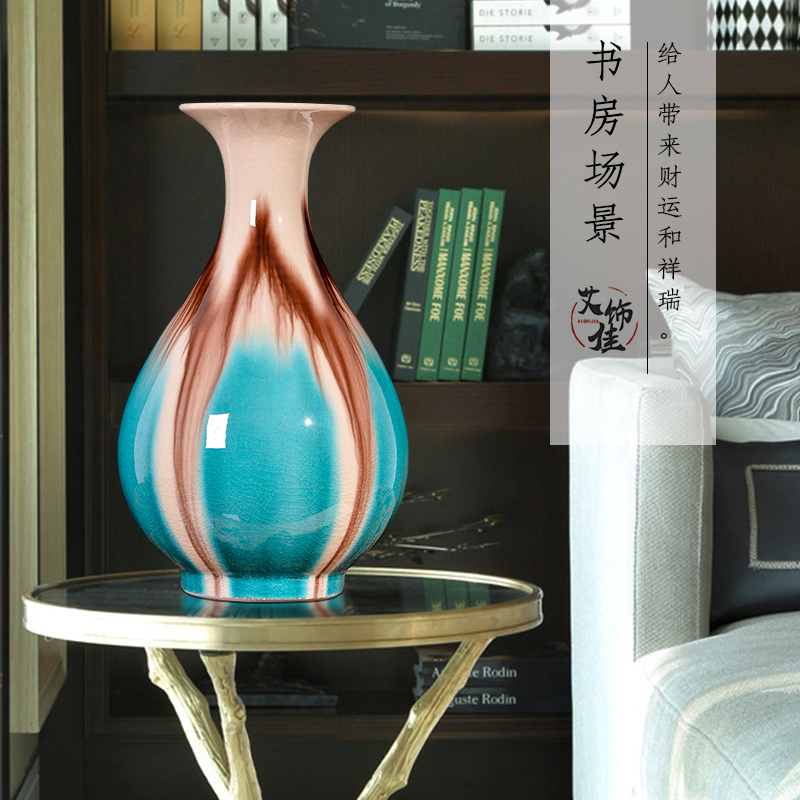 Jingdezhen ceramic up crack borneol blue vase creative home TV ark, the sitting room porch handicraft furnishing articles