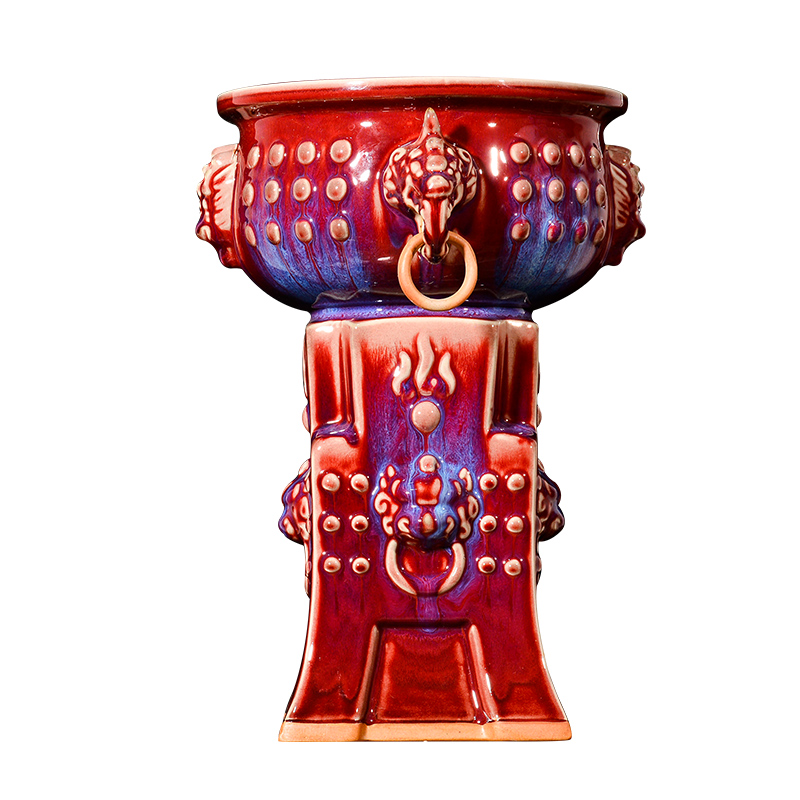 Jingdezhen ceramic vases, flower arrangement sitting room ruby red jun porcelain up with Chinese style restoring ancient ways the study decorate rich ancient frame furnishing articles