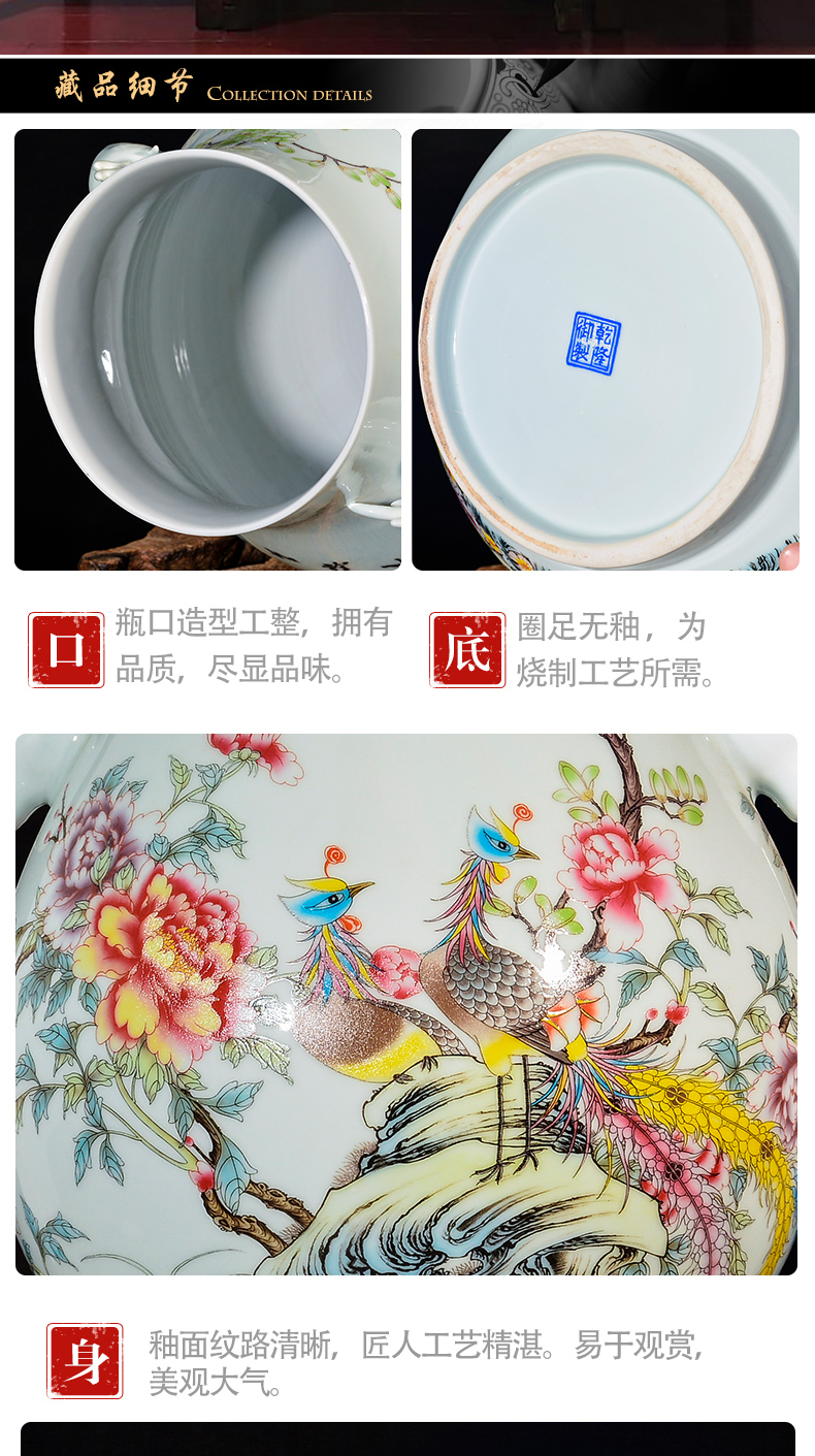 Jingdezhen ceramics powder enamel vase flower arranging furnishing articles of Chinese style household TV ark, porch decoration sitting room