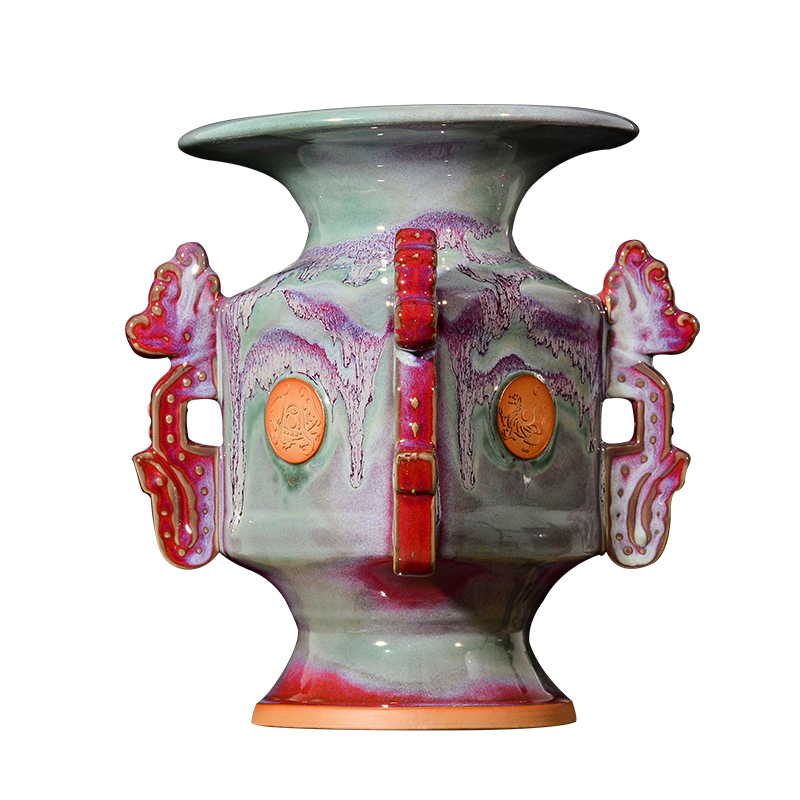 Jingdezhen ceramics vase Chinese style living room home TV ark, gift flower arranging variable jun porcelain office furnishing articles