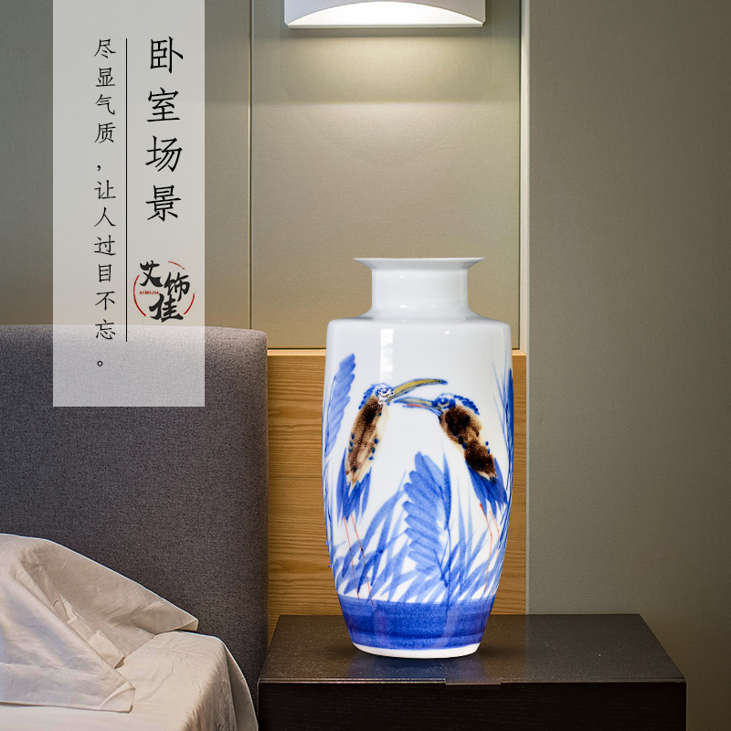 Jingdezhen ceramics hand - made lotus flower arranging furnishing articles home sitting room TV cabinet study decorative vase handicraft