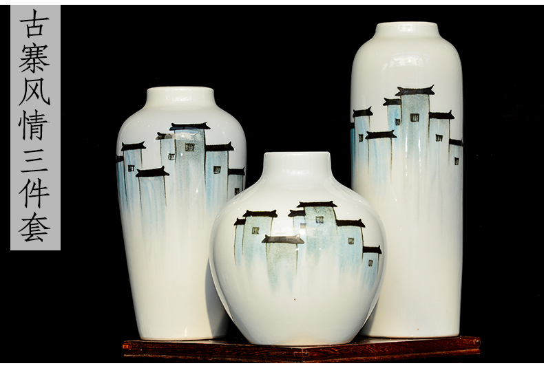 Jingdezhen ceramic flower arranging dry flower vase of new Chinese style household to decorate the living room TV ark, wine handicraft furnishing articles