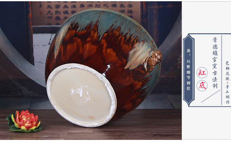 Ceramic aquarium home sitting room color glaze up lions ears size aquarium plant pot garden decoration