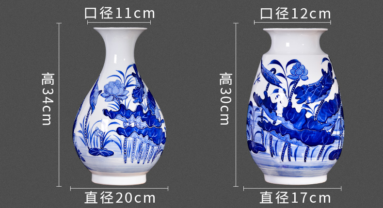 Jingdezhen ceramics hand - made reliefs of blue and white porcelain vases, the sitting room TV ark, furnishing articles decorations home rich ancient frame