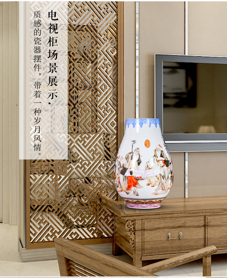 Jingdezhen ceramics powder enamel vase furnishing articles home Chinese flower arranging the sitting room porch wine TV ark, adornment