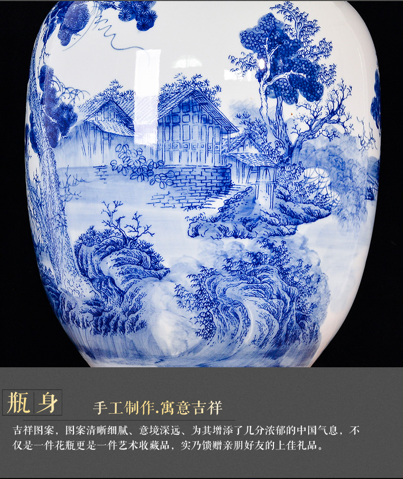 Jingdezhen ceramics hand - made green flower brook mountain autumn sunny vase Chinese flower arranging sitting room adornment is placed TV ark