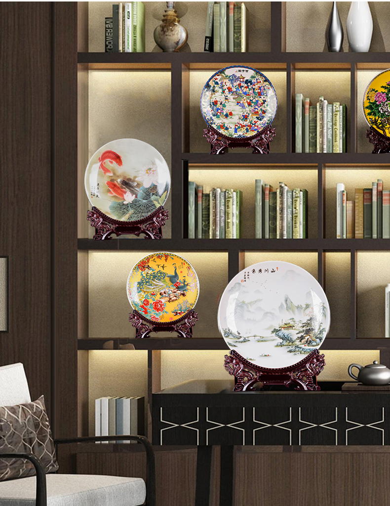 The custom of jingdezhen ceramic plate sitting room adornment furnishing articles of The new Chinese style household act The role ofing is tasted rich ancient frame wine crafts