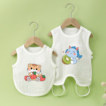 Newborn baby vest gauze semi-back clothes male and female baby Summer thin cover with leg belly and shoulder to protect against cold and belly