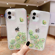 Summer avocado ice cube quicksand iPhone12 phone case Apple 11promax for xsmax transparent xr Silicone x creative mini all-inclusive 8plus anti-drop 7