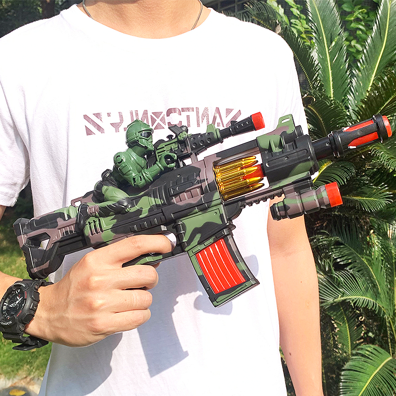 Electric sound and light toy gun simulation children's explosive submachine gun sound camouflage music charging package little boy gift
