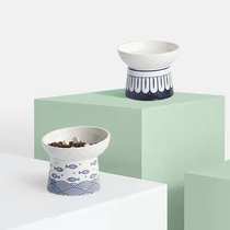 Pet Cat Bowl Ceramic Bowl High Foot Protection Cervical cat food Bowl Rice Bowls of water and anti-overturning Puppy water drinking bowl