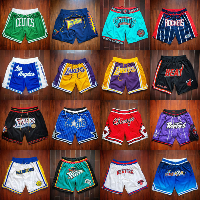 Justdon Lakers Hot Gray Bear Celtic 76 Persons Magic Raptor Bull Piston Embroidered Basketball Shorts