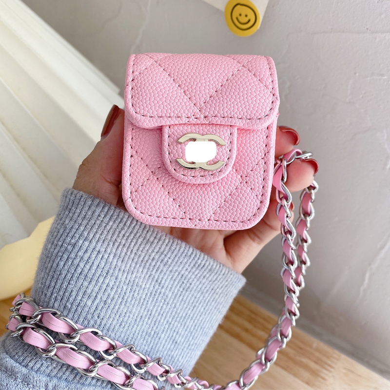 1 / 2 Generation General Purpose - Pink Gold Standard Caviar + Silver Braided RopeTXO caviar Little fragrance apply Apple Airpods1 / 2 generations Bluetooth smart cover Airpodspro3 Internet celebrity