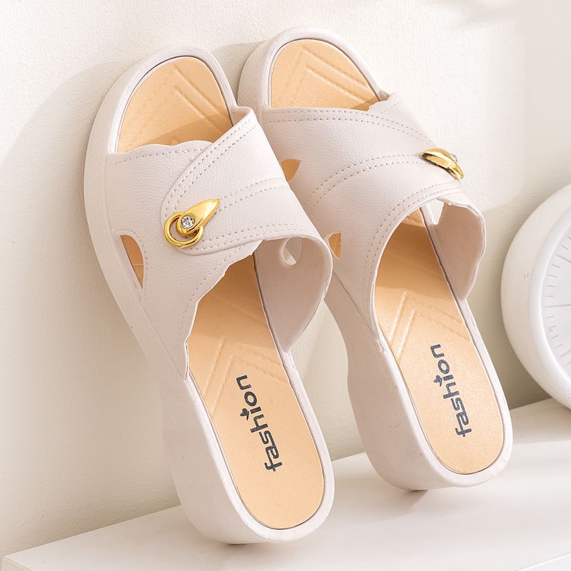 Summer Non-Slip Wedge Slippers for Women, Wear-Resistant Thick-Soled 2025 New Style Height-Increasing Outdoor and Indoor Slip-On Mom Shoes