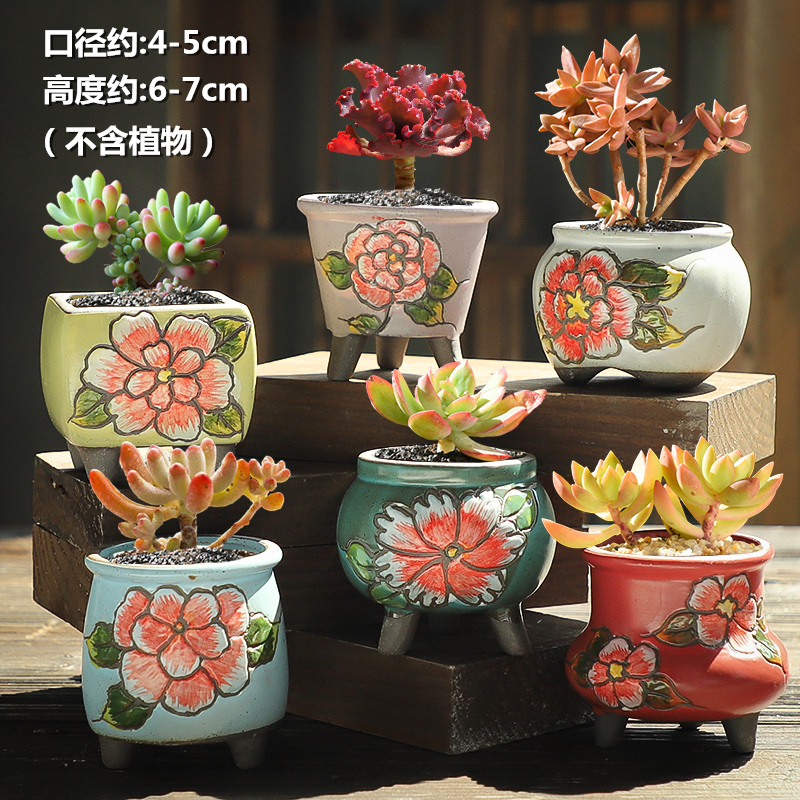 Hand - made Korean creative Hand knead delay jubilee flowerpot ceramic manual size through pockets tao free mail meaty plant flower pot