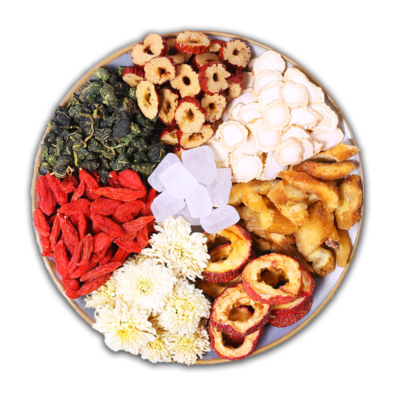 Ginseng eight-treasure tea, five-treasure tea for men and women, qi and blood wolfberry tea, nourishing tea, overtime work, staying up late, chrysanthemum, red dates, mulberry leaves and hawthorn