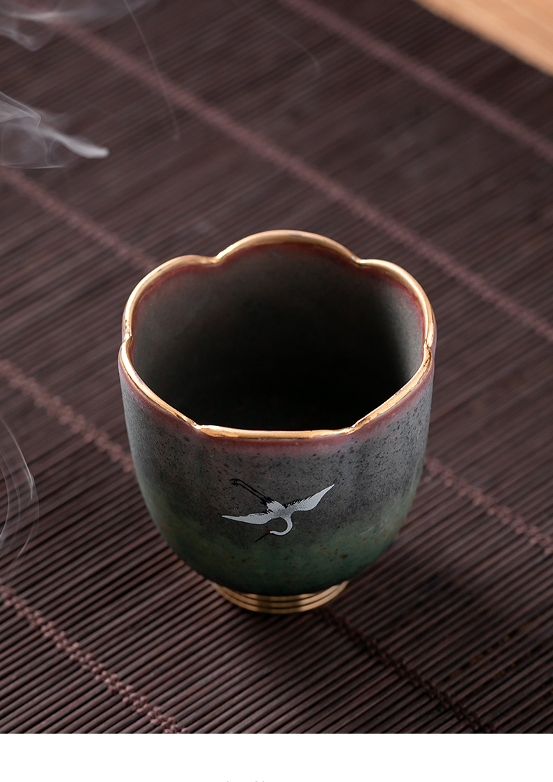 Fujian and ceramic biscuit firing cups as retro tea sample tea cup, master cup single cup domestic copper bottom kung fu tea set