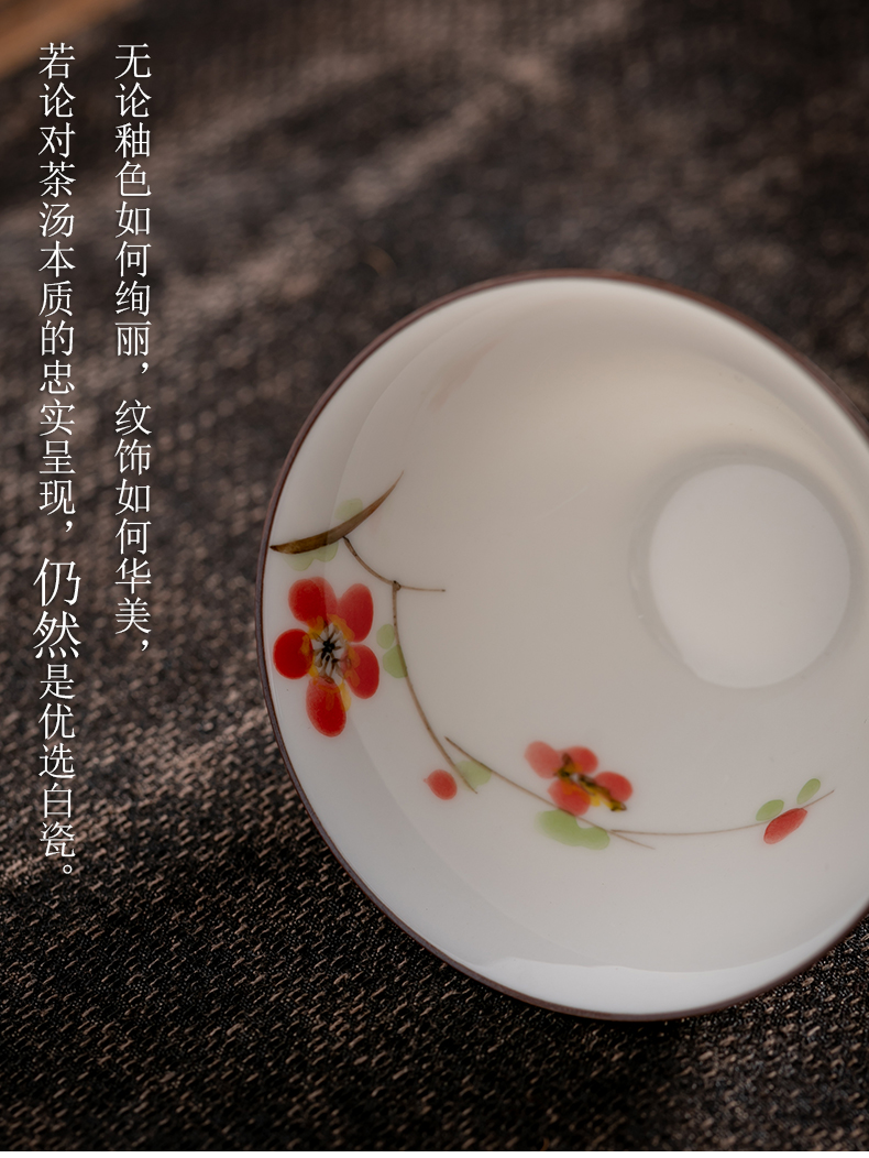 Fujian ceramic cups household sample tea cup and kung fu master cup single CPU Japanese hand - made small white porcelain bowl hat to CPU