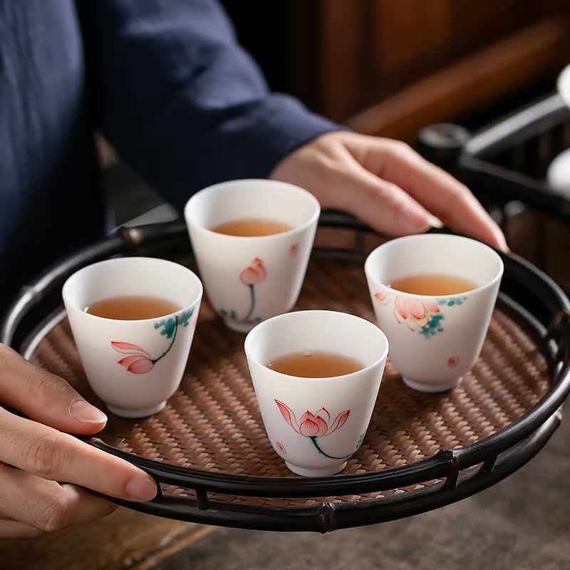 Fujian gen kung fu tea cups and suet jade porcelain glaze color ceramic sample tea cup host CPU single cup home tea cups of tea