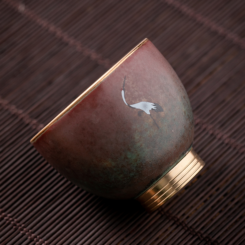 Fujian and ceramic biscuit firing cups as retro tea sample tea cup, master cup single cup domestic copper bottom kung fu tea set