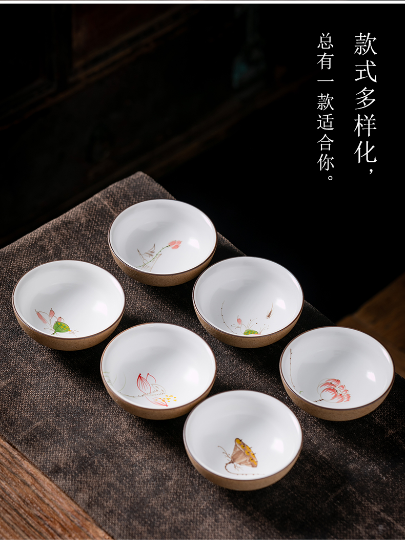 Fujian and Japanese ceramic cups household masters cup single cup sample tea cup hand - made coarse pottery bowl kung fu tea set