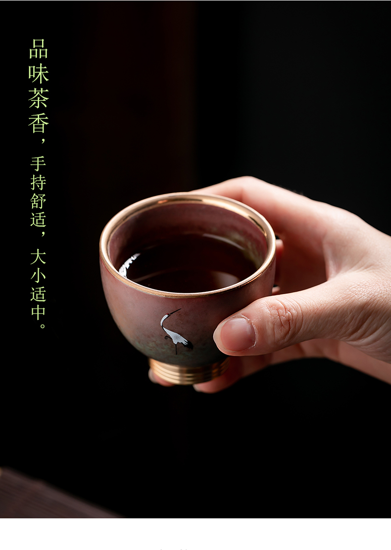 Fujian and ceramic biscuit firing cups as retro tea sample tea cup, master cup single cup domestic copper bottom kung fu tea set