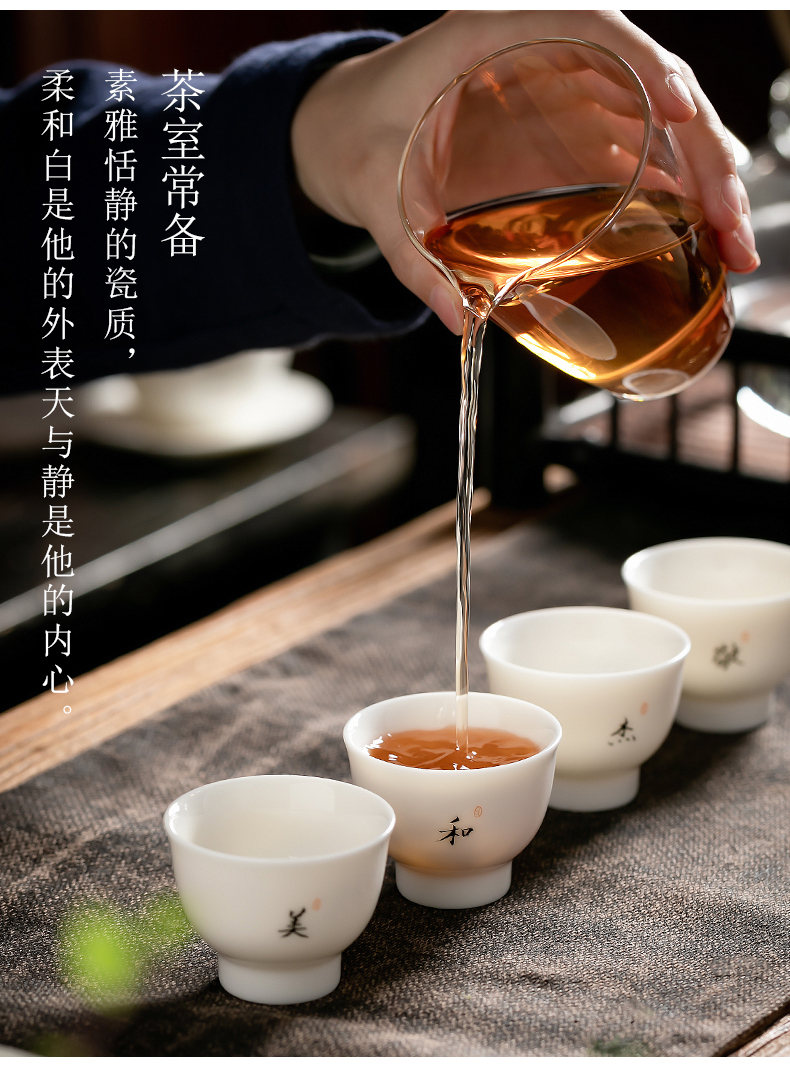 Fujian and suet jade porcelain masters cup single cup home tea sample tea cup Japanese ceramic small kung fu tea cups