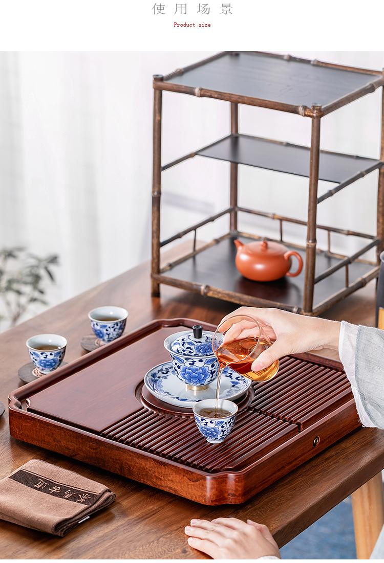 Fujian and heavy bamboo tea tray to restore ancient ways bamboo square tea home Chinese kung fu tea set tea sea drainage type
