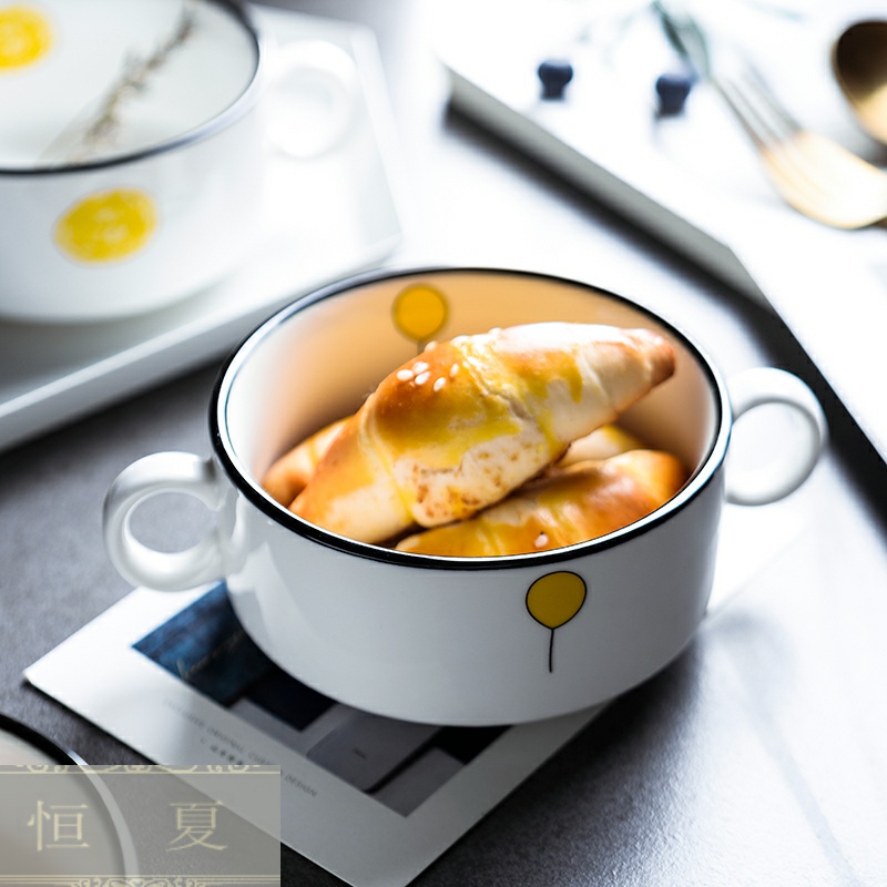 Ceramic bowl of steaming rice ears children breakfast dense eggs bowl of creative Nordic porringer, offer them baked pudding dessert bowls of stew