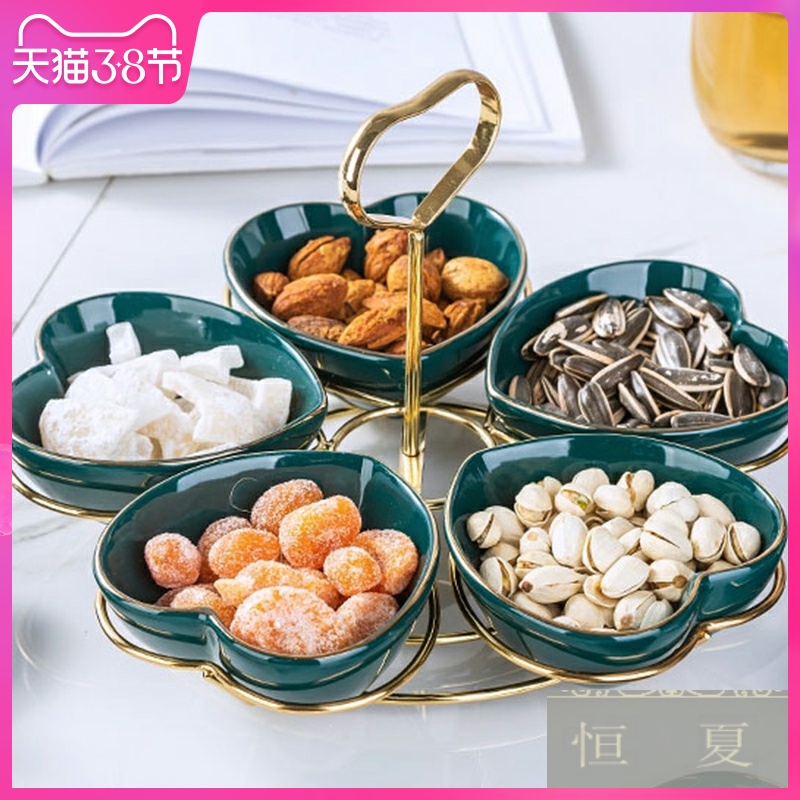 Nordic dry fruit tray frame plate creative snack plate the nut plate of household ceramic disk platter of fruit snacks