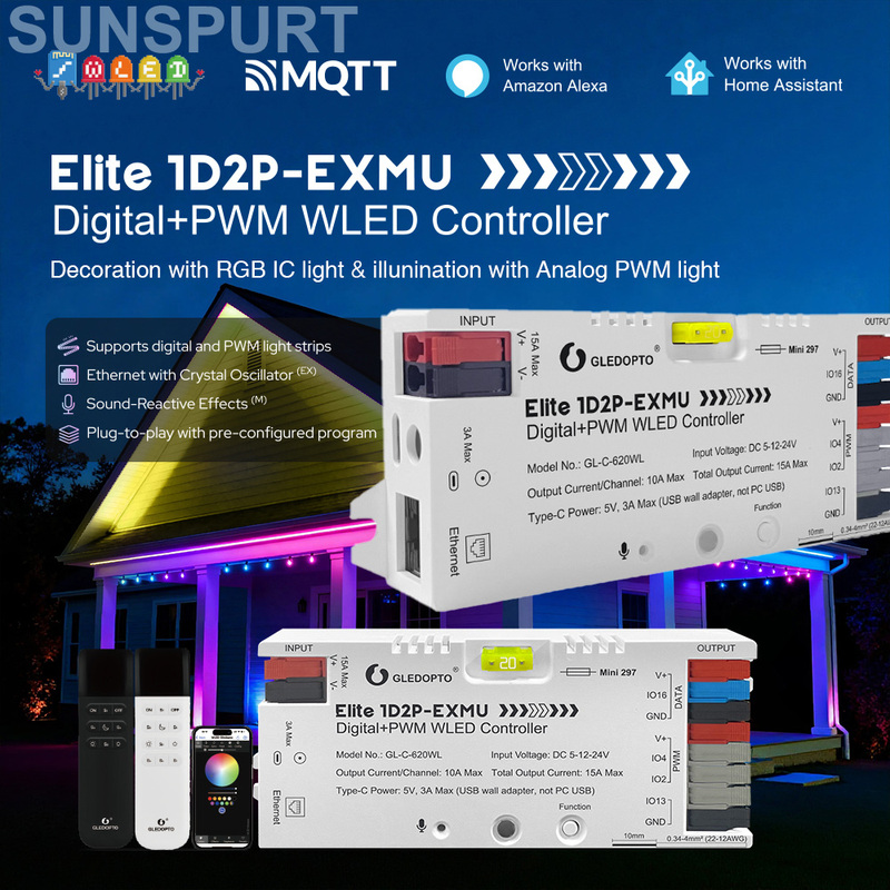 Gledopto's New Flagship Product, Elite Four-Channel Esp32 Wled Controller with Ethernet Interface, Brand New Pwm