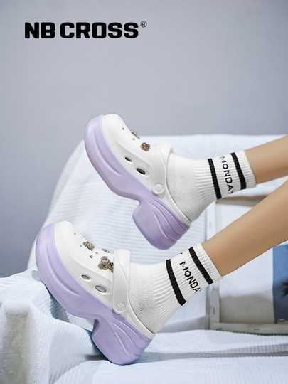 NB CROSS Flagship Store Thick-Soled Croc Shoes Women's 2025 New Fashion Increased Versatile Casual Beach Sandals and Slippers