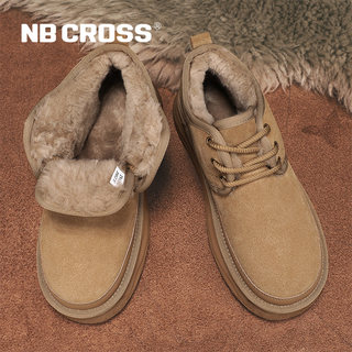 Nb Cross Flagship Store's New Winter Snow Boots for Men, Fleece-Lined and Thickened for Warmth, Fashionable Casual Short Boots