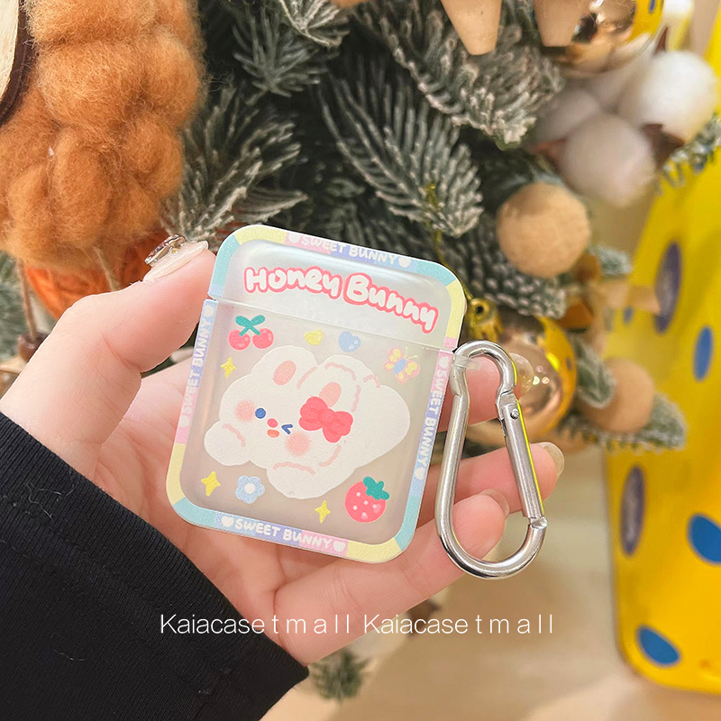 kaia ins wind cute little rabbit airpods protective sleeve transparent wireless Bluetooth airpods2 Apple headsets cartoon containing shell women's Airpods pr