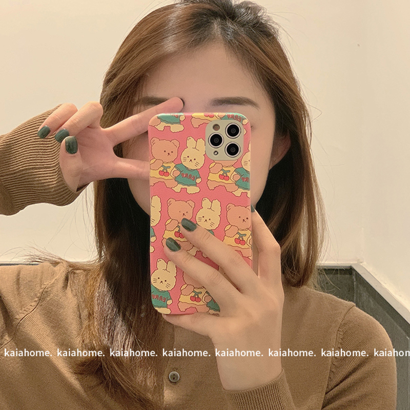 kaia ins cartoon bear rabbit suitable for iphone12 13promax apple 11 mobile phone protective shell iphonexs max female xr silicone 8