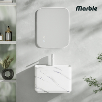 Balcony wall-mounted suspended washbasin small apartment bathroom ceramic integrated wall-mounted washbasin fish belly white texture