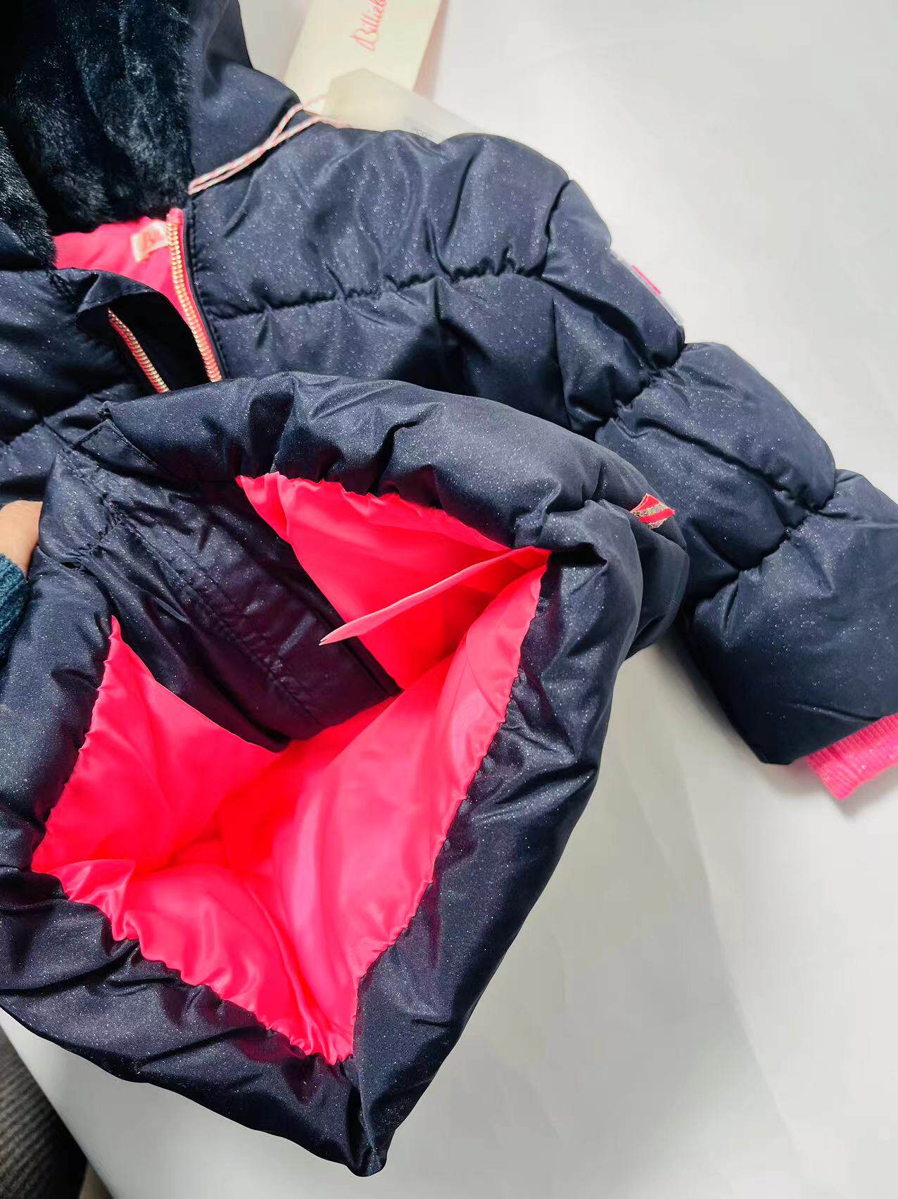 Детская куртка Жан 出口法国billieblush高级童装秋冬中长款可爱连帽棉服保暖收腰