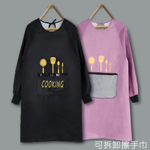 Apron household kitchen fashion waterproof and oil-proof spring and summer anti-dressing custom mens and womens work clothes Adult long-sleeved blouse