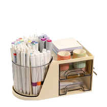 360 degree rotating pen holder cute children boys and girls student desktop stationery storage box light luxury high-end makeup box desk desk pen holder pen holder integrated large capacity multi-function 824