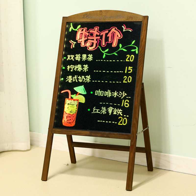 Yuyi electronic fluorescent board advertising board small blackboard shop with commercial bracket type LED door flash billboard luminous word display board vertical fluorescent screen handwriting board luminous light