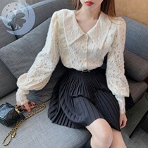  Half body dress suit Two sets of chubby sister Conspicuated Woman Big Code Lace With Bottom Shirt 100 Pleated Winter Dress